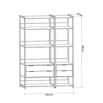 Guarda-Roupa Closet Industrial Mital 4 GV Off White e Dourado 143 cm