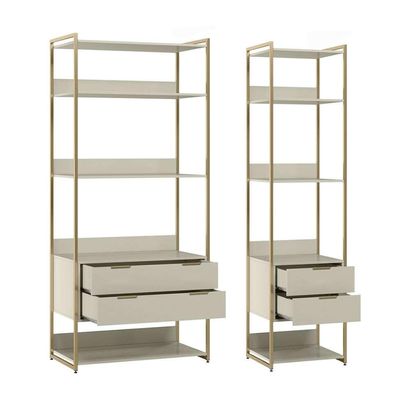 Guarda-Roupa Closet Industrial Mital 4 GV Off White e Dourado 143 cm