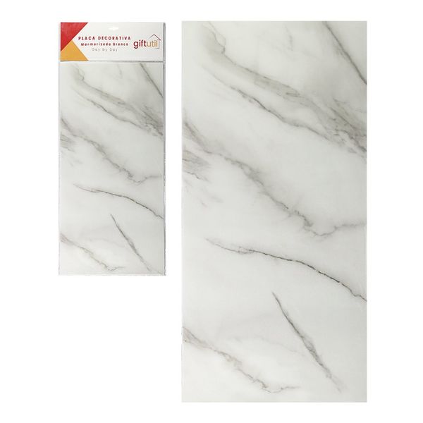 Placa Decorativa Papel de Parede Marmorizada Branca 30x60cm