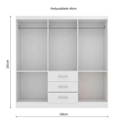 Guarda-Roupa Casal Sevilha 6 PT 2 GV Branco