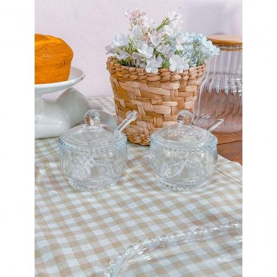 Kit Açucareiro + Meleira Pearl Bolinha Wolff Transparente