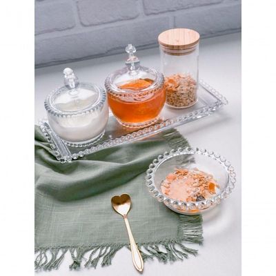 Açucareiro Cristal Com Colher Pearl 10 Cm X 8 Cm X 7 Cm Wolff Transparente