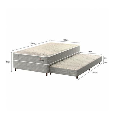 Bicama Box com Colchão Master Hotel Solteirão Molejo Superelastic (67x108x198) Bege