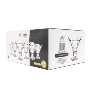 Taça De Sobremesa Vidro Cristal Diamond 6 Peças 170ml