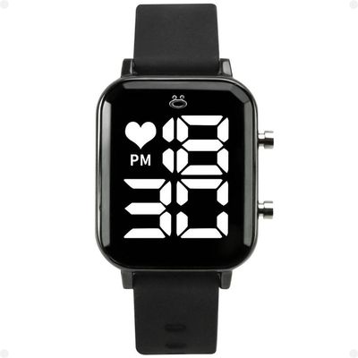 Relogio Feminino Digital Quadrado Aço Inox Led Caixa