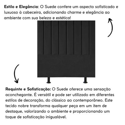 Cabeceira Estofada Cama Solteiro 90 Cm Sara Suede E Frame Cor:preto