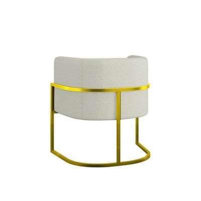 Poltrona Bouclê Decorativa Lua Recepção Base De Ferro Gold Bege