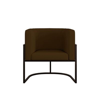 Kit 04 Poltronas Lua Sala Decorativa Base Ferro Black Corino Marrom