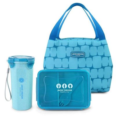 Conjunto Kit Fitness De 3 Peças E Porta Talheres Portátil Cor Azul