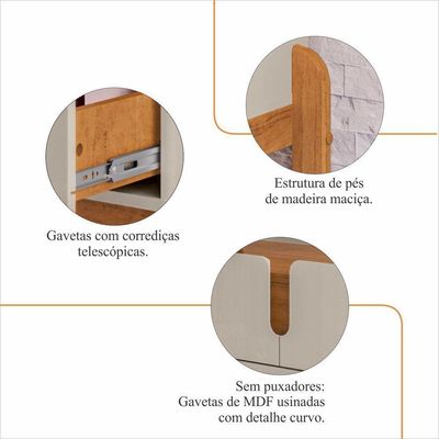 Aparador 2 Gavetas 50524 130cm Off White Cedro Dcasa Off White Cedro