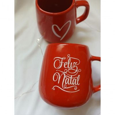 Caneca Bojuda Presente Vermelha Com Frase Feliz Natal