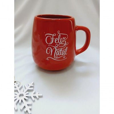 Caneca Bojuda Presente Vermelha Com Frase Feliz Natal