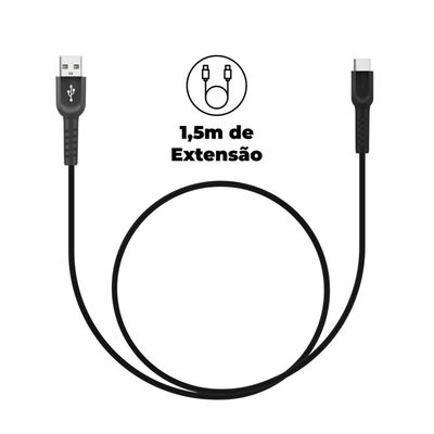 Cabo Dual Shock Type C / Tipo C / USB C - Preto - 1,2m - Gshield