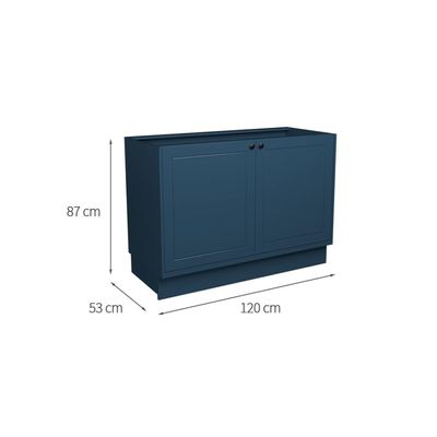 Balcão de Cozinha sem Tampo Évora 2 PT Azul Orion 120 cm