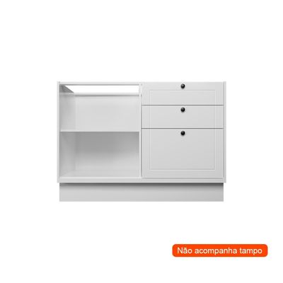 Balcão de Cozinha sem Tampo Évora 1 PT 3 GV Branco Ártico