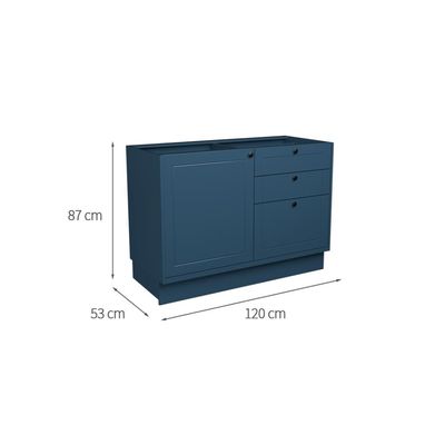 Balcão de Cozinha sem Tampo Évora 1 PT 3 GV Azul Orion