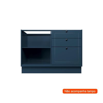Balcão de Cozinha sem Tampo Évora 1 PT 3 GV Azul Orion