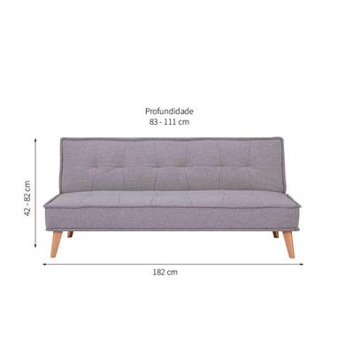 Sofá-Cama 3 Lugares Casal Venice Cinza