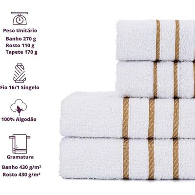 Jogo De Toalha Banho + Rosto Montreal 100% Algodão Alta Absorção - Branco
