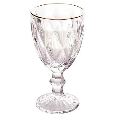 Jogo 6 Taças De Vidro Com Borda Dourada Diamond Cor Transparente água 300ml Class Home