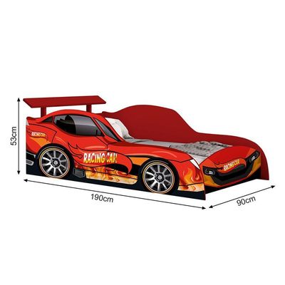 Cama Carro Solteiro Racing Car Para Meninos Vermelho Racing Car Relâmpago Vermelho