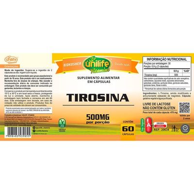 Kit 2 Tirosina Unilife 60 Cápsulas 470mg