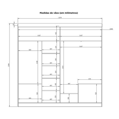 Guarda-Roupa Casal com Espelho Valência 2 PT 6 GV Branco