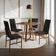 Conjunto De Jantar Mesa Mônaco Premium 90cm Imbuia Com 4 Cadeiras Estofadas Pretas Base Cobre Preto