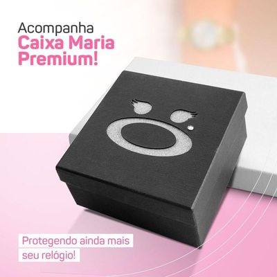Relogio Aço Feminino Prata + Caixa + Brincos Colar Strass Social Original Inoxidável Ponteiro Casual
