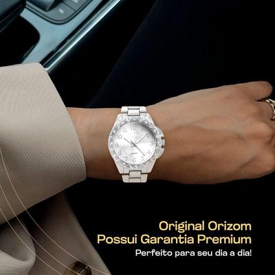 Relogio Aço Feminino Prata + Caixa + Brincos Colar Strass Social Original Inoxidável Ponteiro Casual