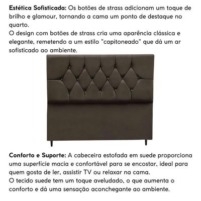 Cabeceira Cama Box Estofada Queen 160 Cm Geovana Suede marrom