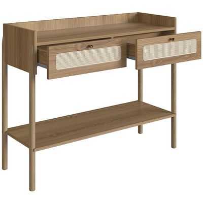 Aparador Para Sala de Estar 2 Gavetas Pés Madeira Moss A03 Hanover Roble - Lyam Decor