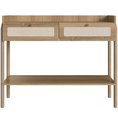 Aparador Para Sala de Estar 2 Gavetas Pés Madeira Moss A03 Hanover Roble - Lyam Decor