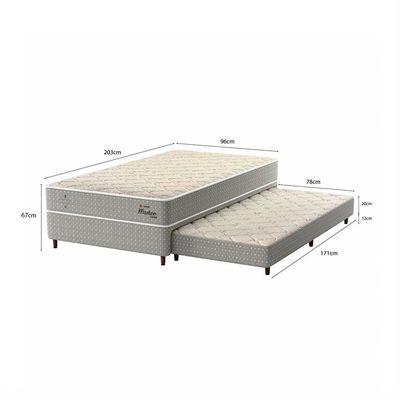 Bicama Box com Colchão Master Hotel Solteirão Molejo Superelastic (67x96x203) Bege