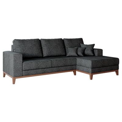 Sofá 4 Lugares Belgrado com Chaise Direito Linho Grafite 250 cm