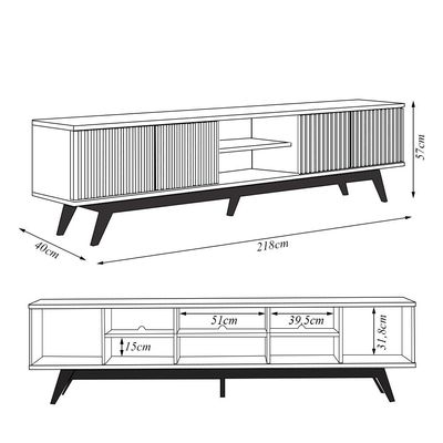 Bancada Decorativa Sala de Estar Queiroz TV até 75 Polegadas Off White/Matte G73 - Gran Belo