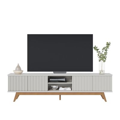 Bancada Decorativa Sala de Estar Queiroz TV até 75 Polegadas Off White/Matte G73 - Gran Belo