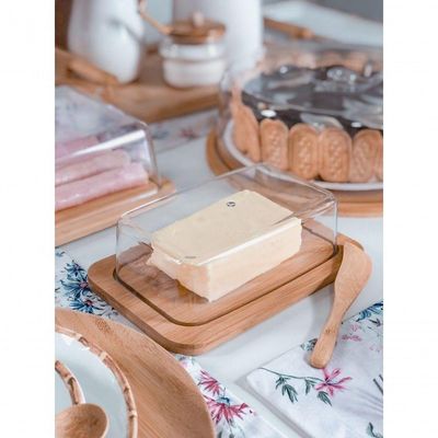 Kit Porta Queijo + Porta Manteiga Bambu