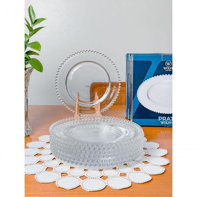 Conjunto 6 Pratos Rasos 28 Cm Wolff Transparente