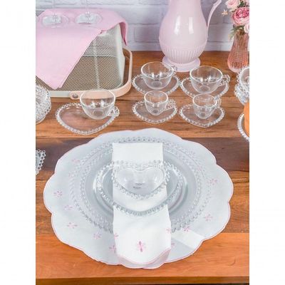 Prato Raso Cristal Pearl Bolinhas Wolff 28 Cm Transparente