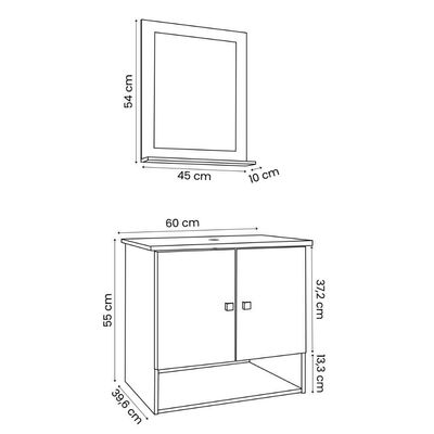 Gabinete Arm Banheiro Deli 2 Portas Com Cuba Oxford Preta Preto Fosco-nature