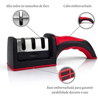 Kit 2 Amoladoes Afiadores De Facas Em Aço Inox Com 3 Afiadores