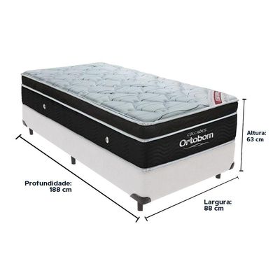Cama Box Branco E Colchão Elegant Molas Ensacadas Solteiro Ortobom