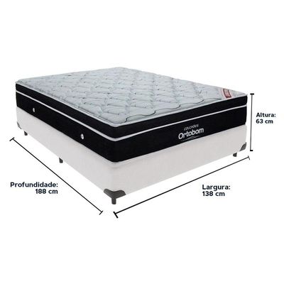 Cama Box Branco E Colchão Elegant Molas Ensacadas Casal Ortobom