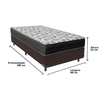 Cama Box Marrom E Colchão Iso100 Espuma D33 Solteiro Ortobom