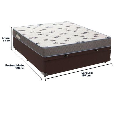 Cama Box Baú Marrom E Colchão Light Espuma D33 Casal Ortobom
