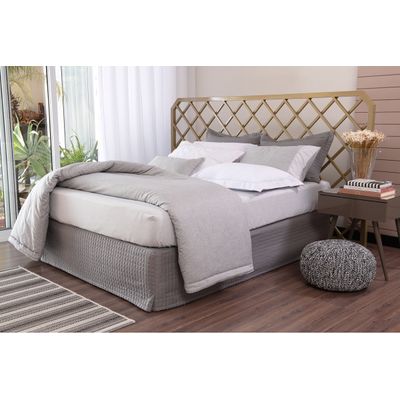 Saia Cama Box Casal Poliester Probox Pastilha Cinza Lavive