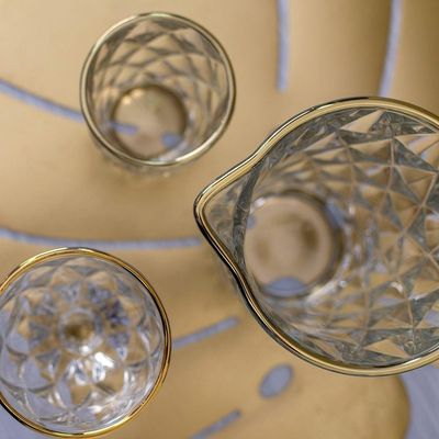 Jogo 10 Taças De Vidro Com Borda Dourada Diamond Cor Transparente água 300ml Class Home