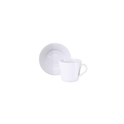 Conjunto Xícara E Pires De Chá Tramontina Grid Em Porcelana Decorada, 185 Ml 2 Peças