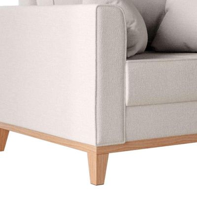 Poltrona Beny Pés e Base em Madeira Linho Cotton Cru